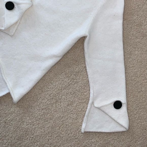 Zara Knit Thick White high neck sweater with velvet button arm detail - Picture 6 of 8